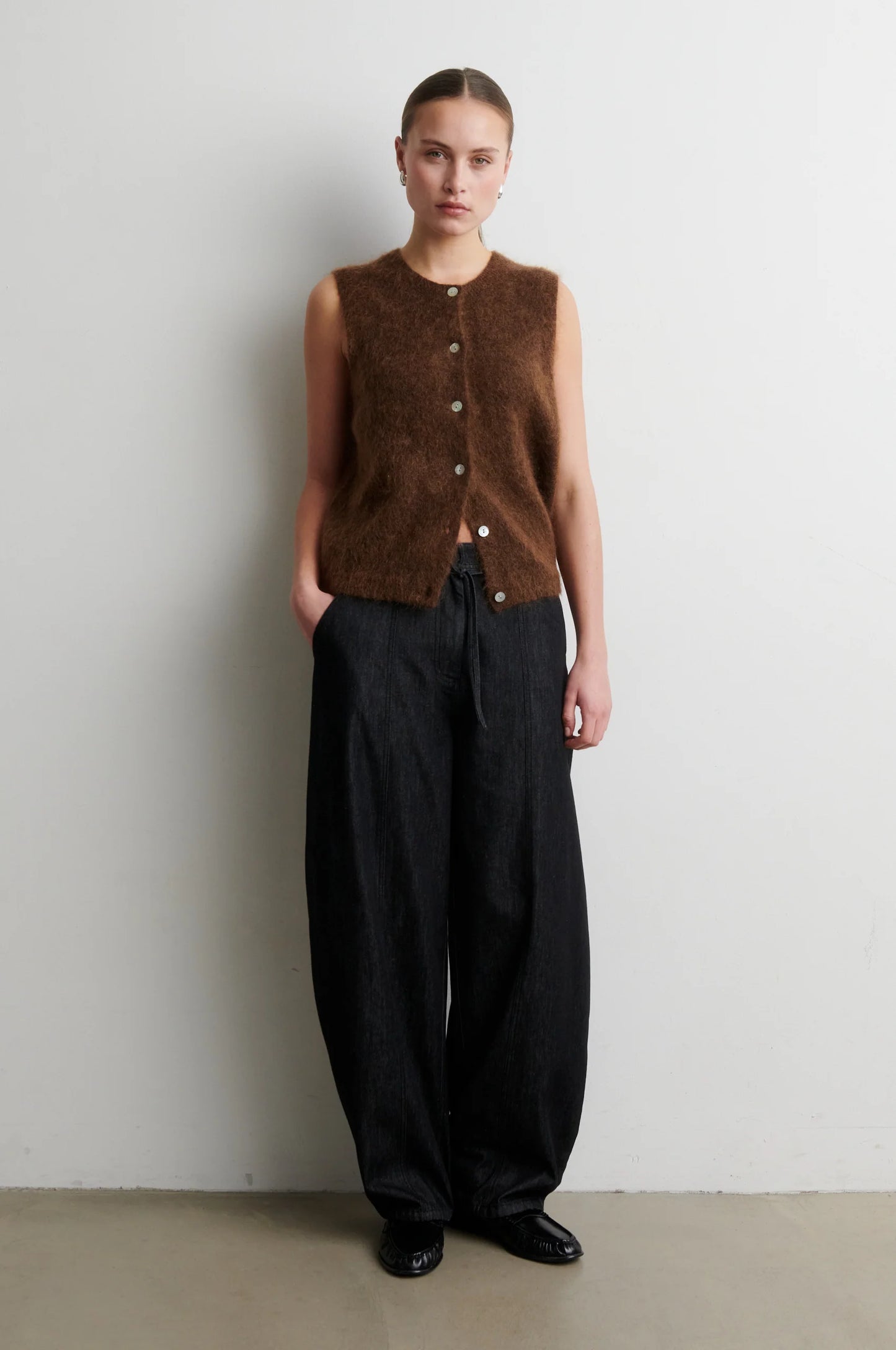 Brook Knit Button Vest - Carafe