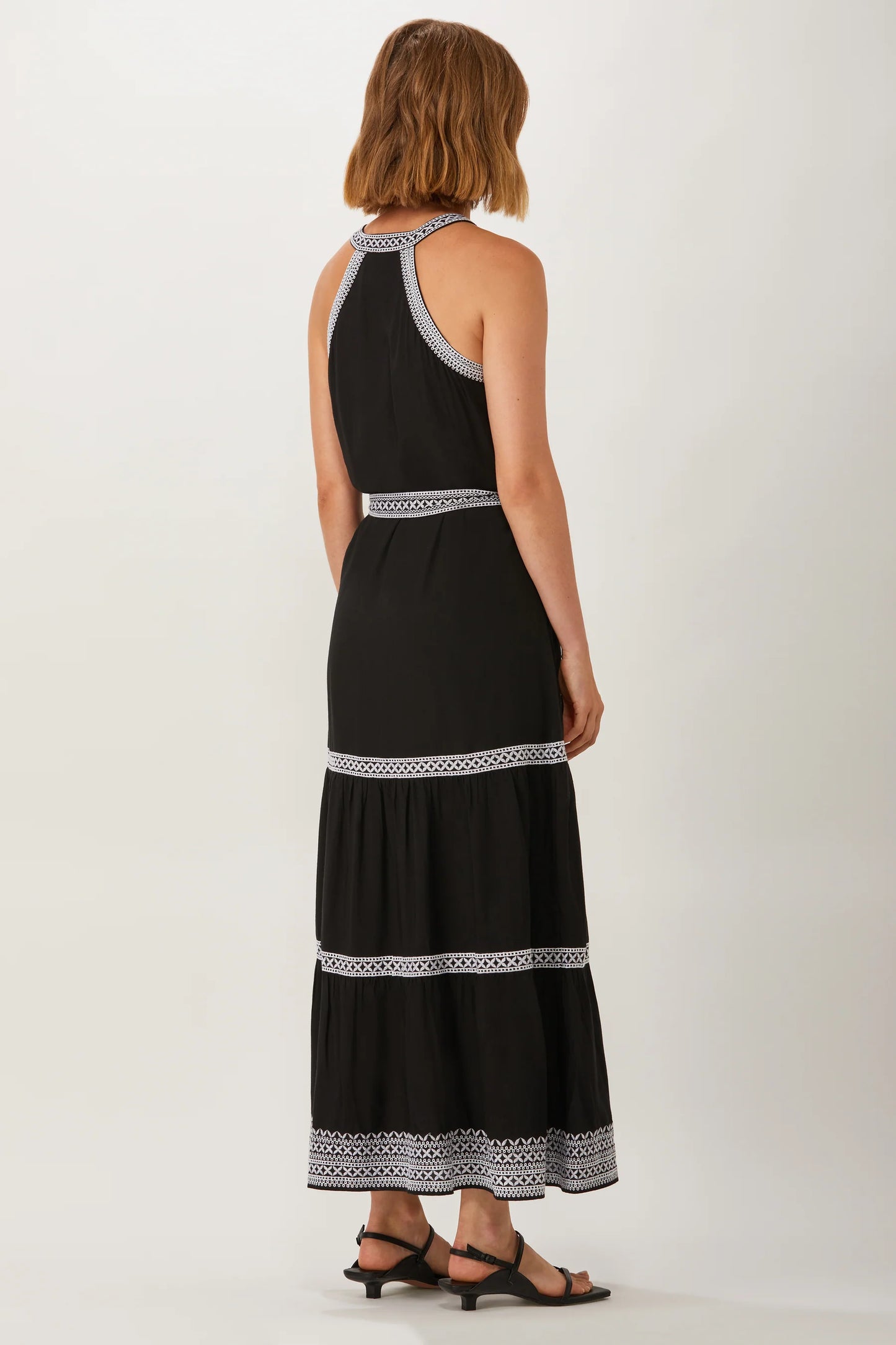 Hathaway Halter Dress - Black & White