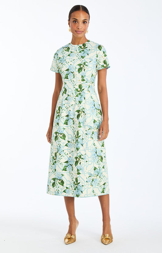 Hampton Convertible Midi Dress - Quatrefoil Blue
