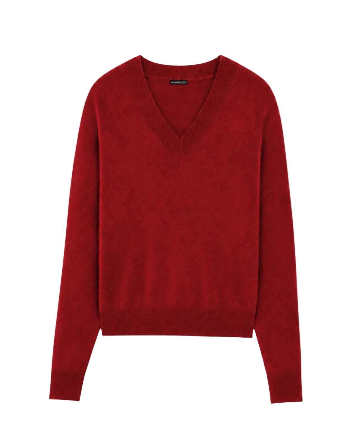 Cashmere Long Sleeve Shrunken V Neck - Dark Cherry