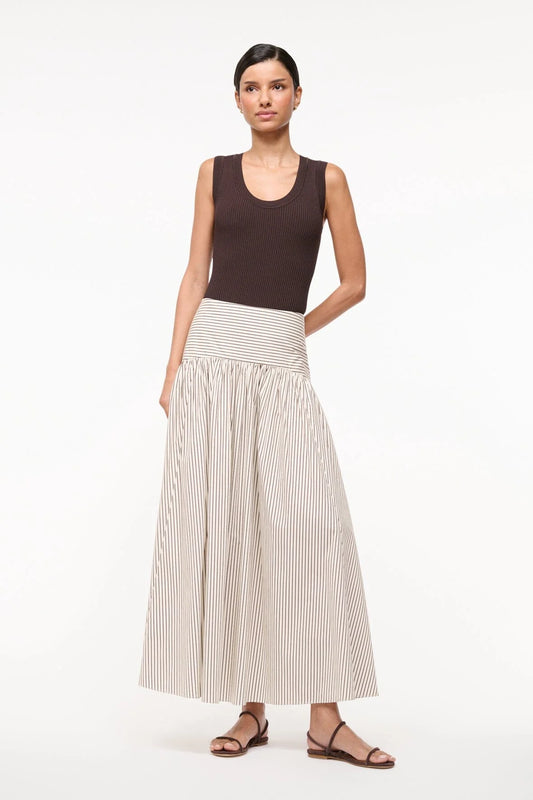 Procida Skirt - Ivory/Dark Oak Micro Stripe