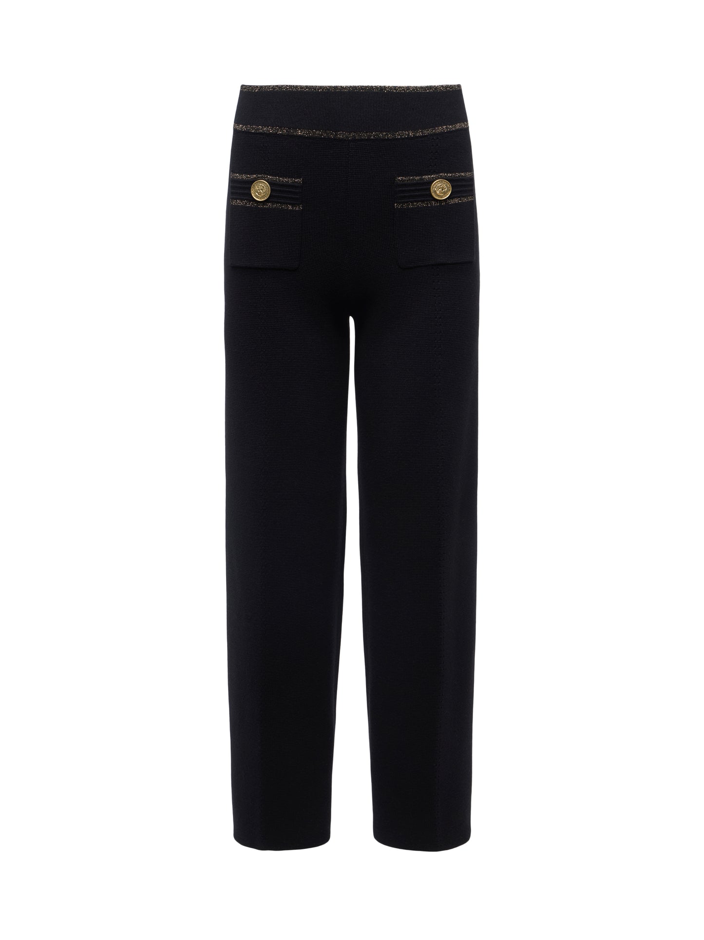 MADRID WIDE LEG KNIT PANT - BLACK/GOLD