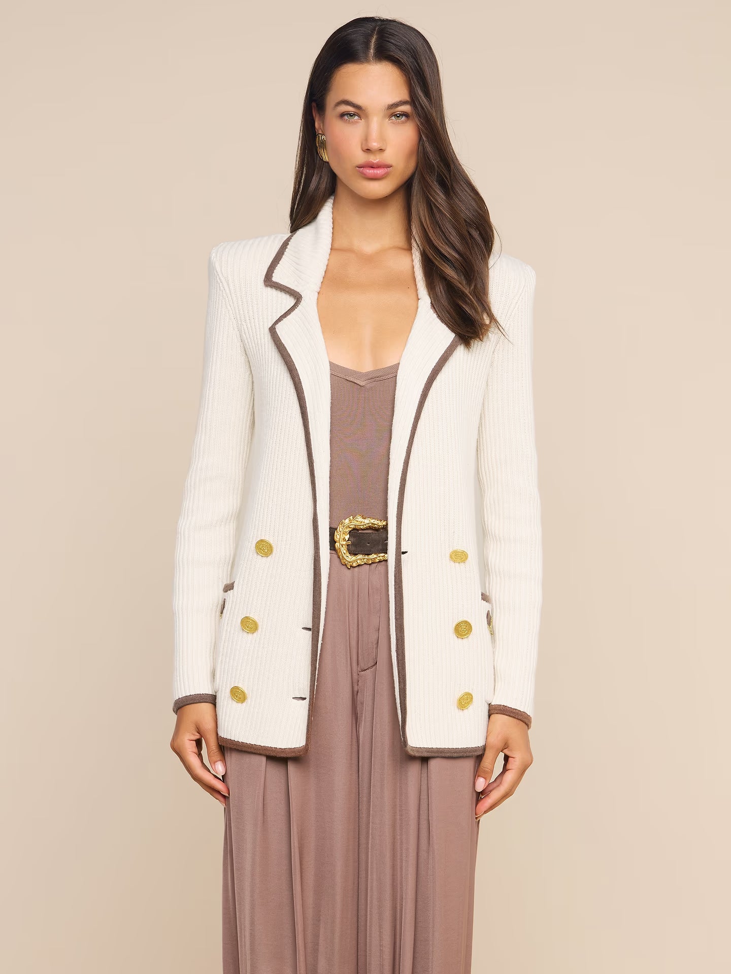 Ranch Knit Blazer - Ivory/Dark Cappucino