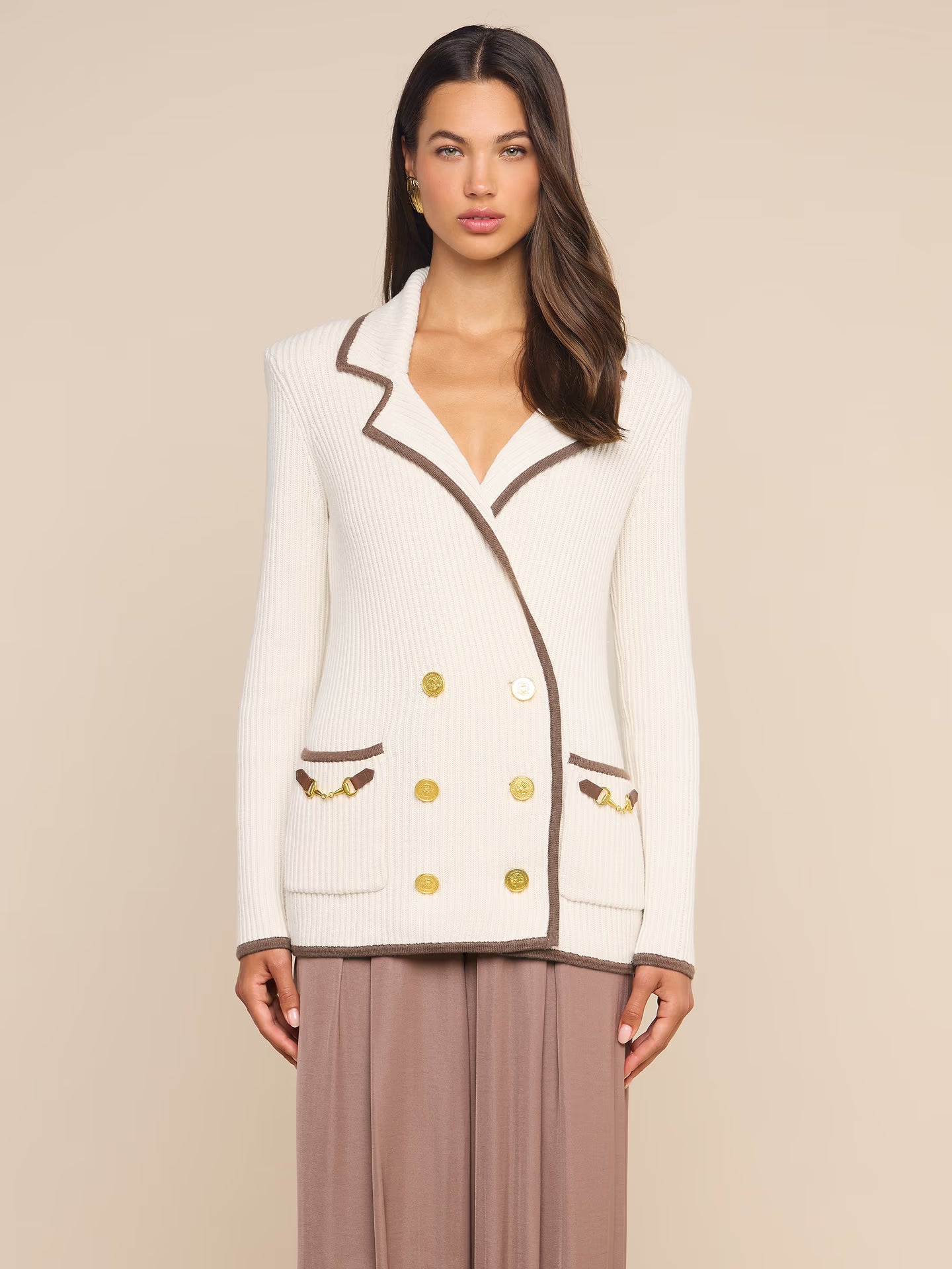 Ranch Knit Blazer - Ivory/Dark Cappucino