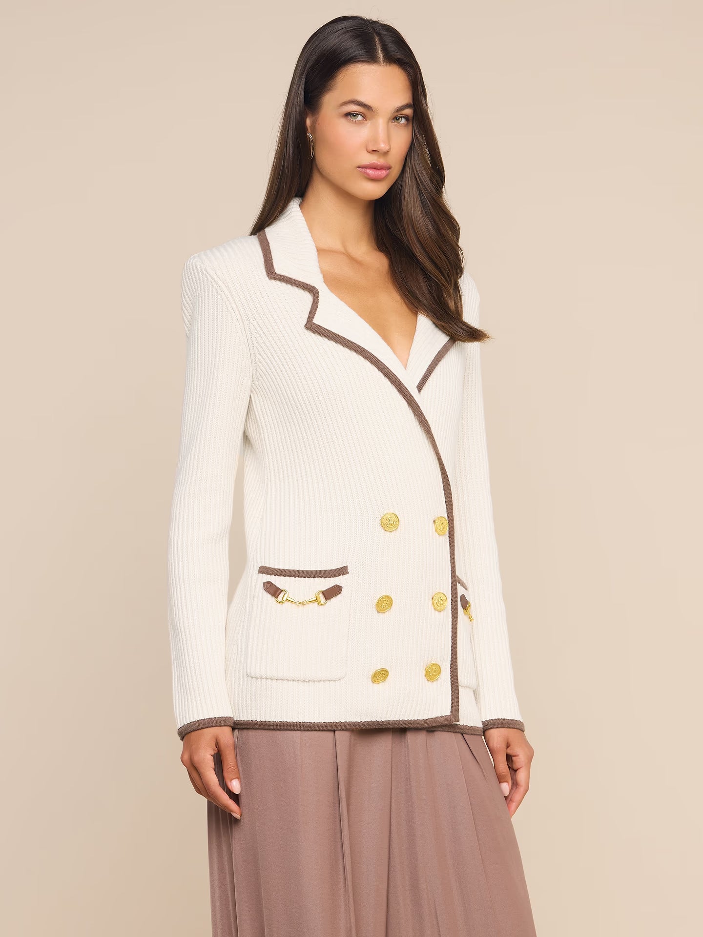 Ranch Knit Blazer - Ivory/Dark Cappucino