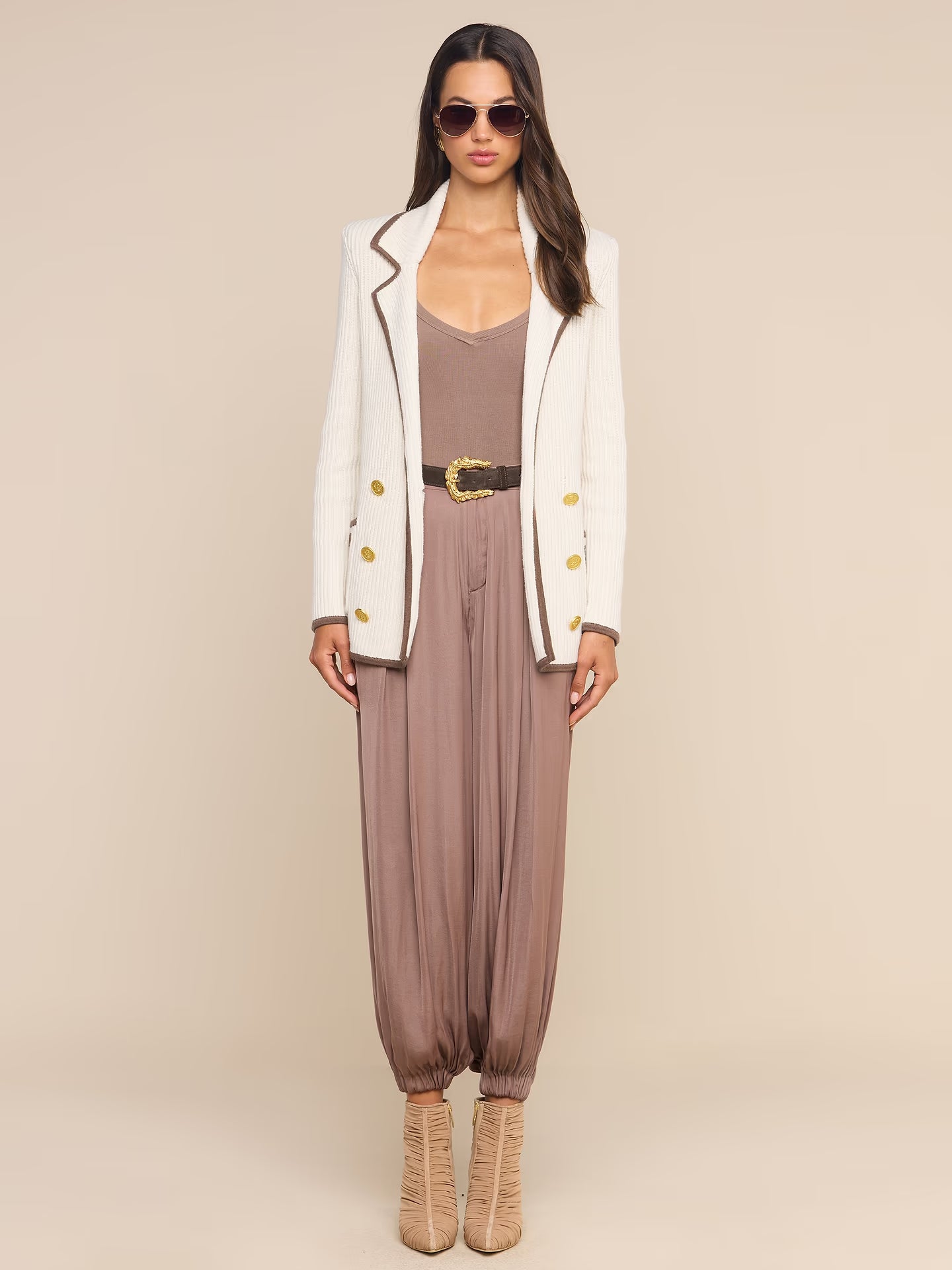 Ranch Knit Blazer - Ivory/Dark Cappucino