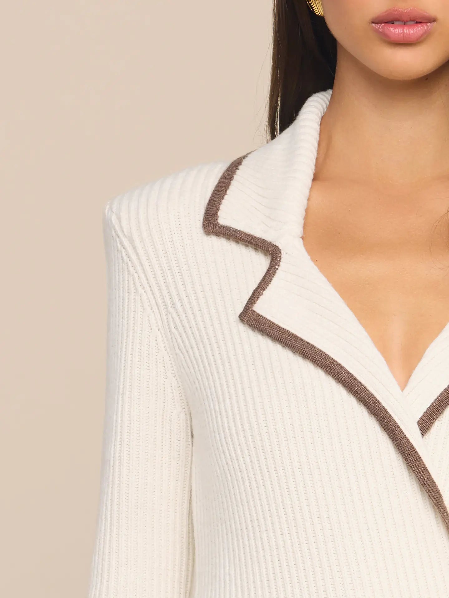 Ranch Knit Blazer - Ivory/Dark Cappucino