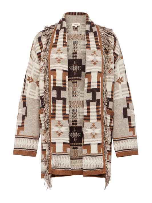 JAIR JACQUARD FRNG CARDI - NATURAL MIST