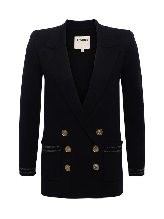 Eileen Boyfriend Knit Blazer - Black/Gold