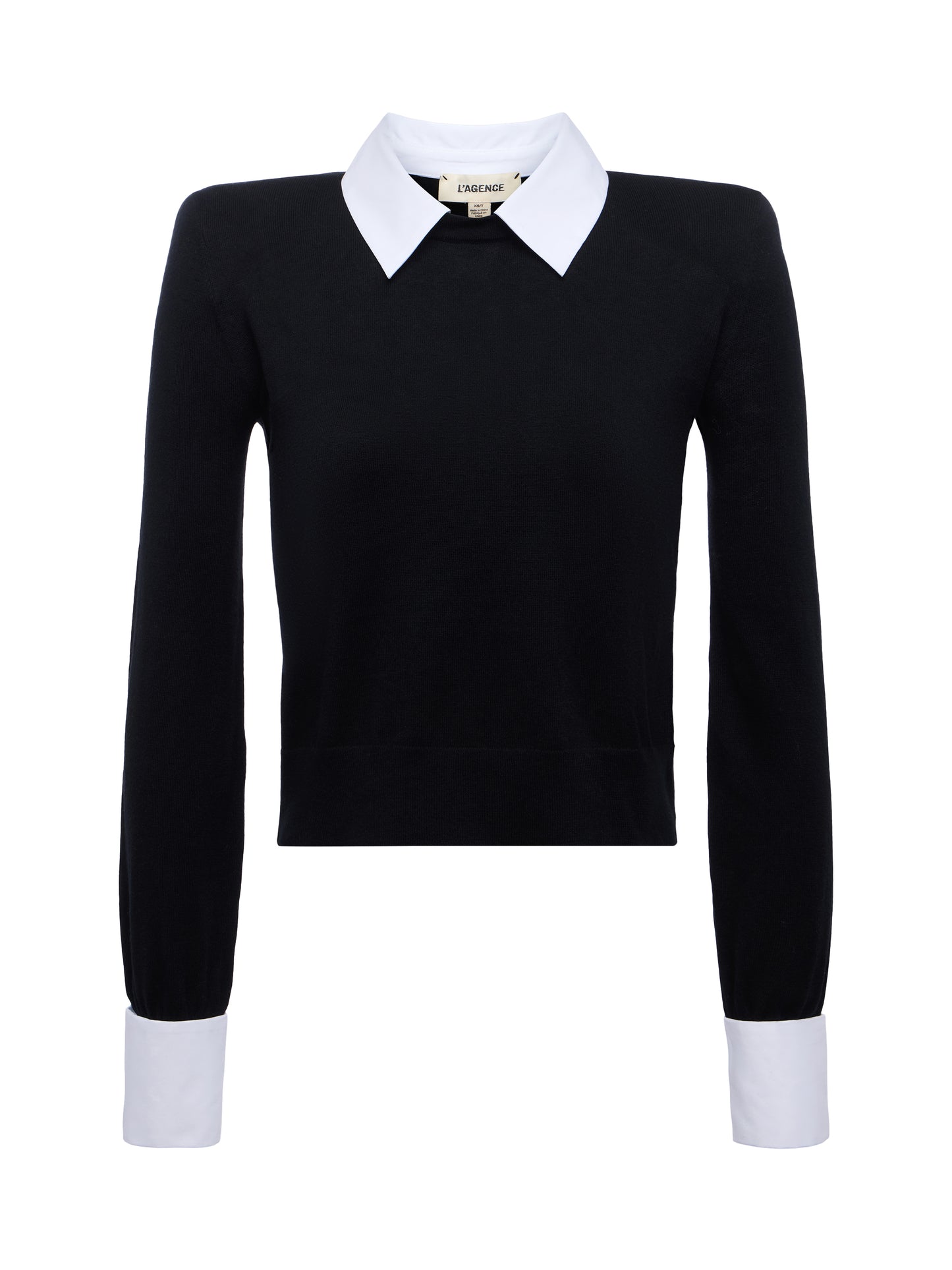 APRIL POPLIN COLLAR PULLOVER - BLACK/GOLD