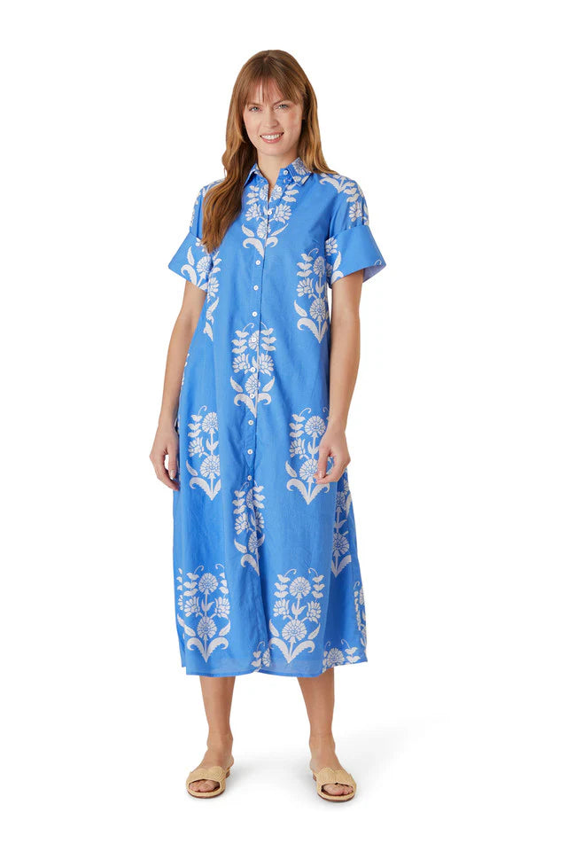 Gibbons Dress - Mughal Flower Blue