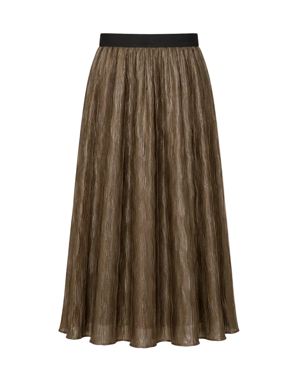 Pleated Midi Skirt with Elastic Waistband