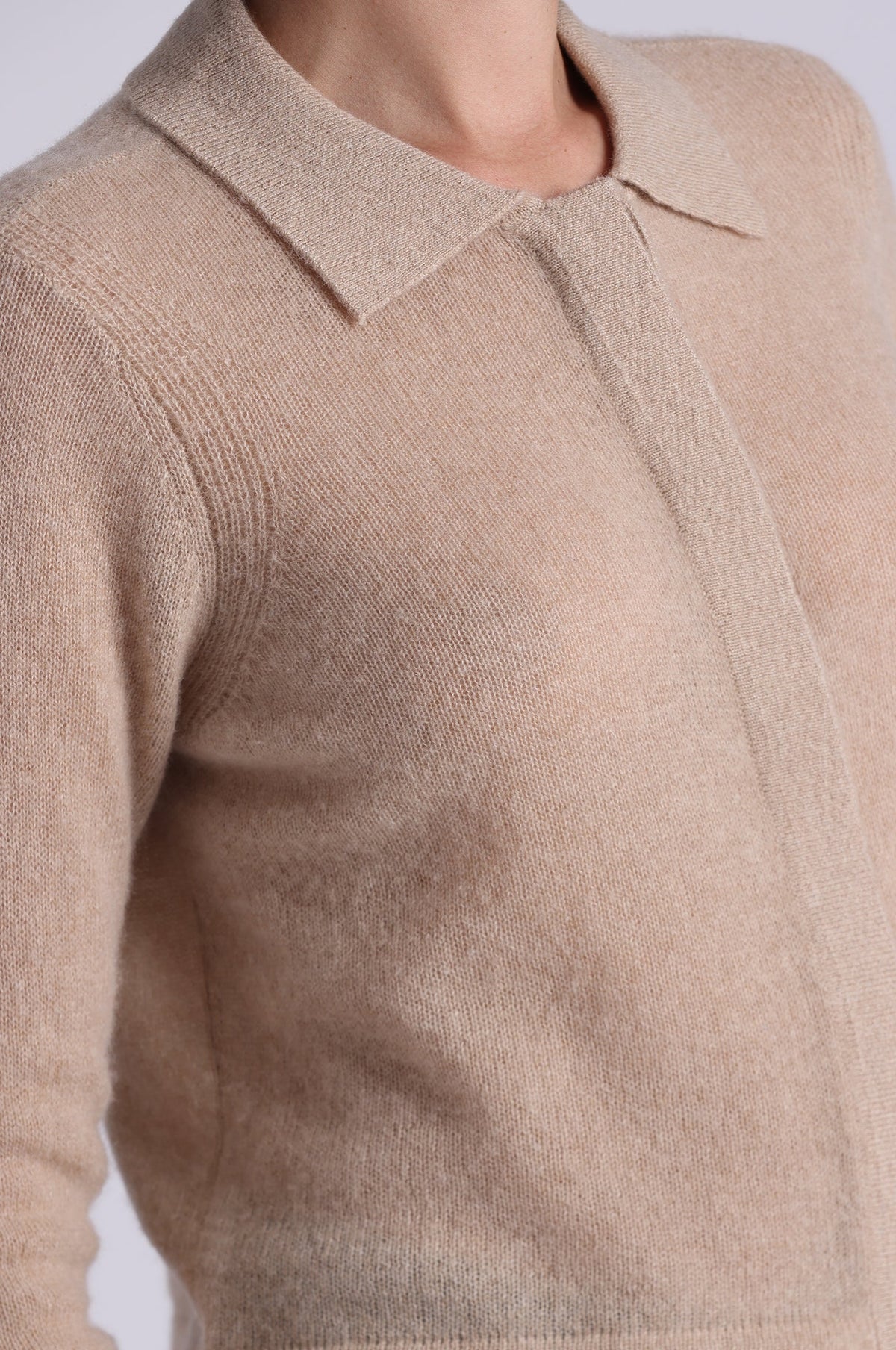 Cashmere Cropped Collared Cardigan - Brown Sugar