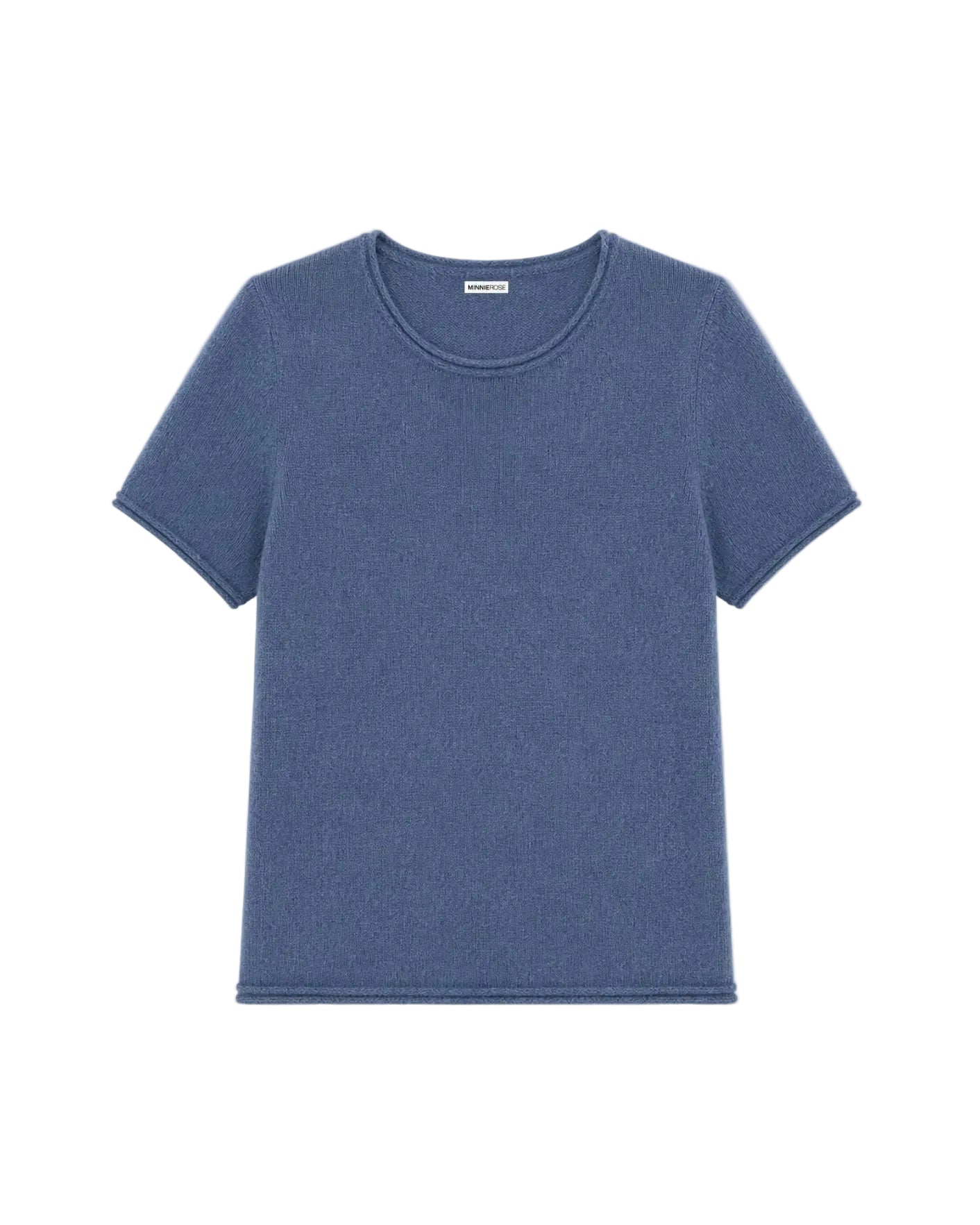Cashmere Short Sleeve Tee with Rolled Trims - Blue Flight
