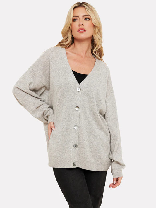 Chi Chi Cashmere Cardigan - Super Grey