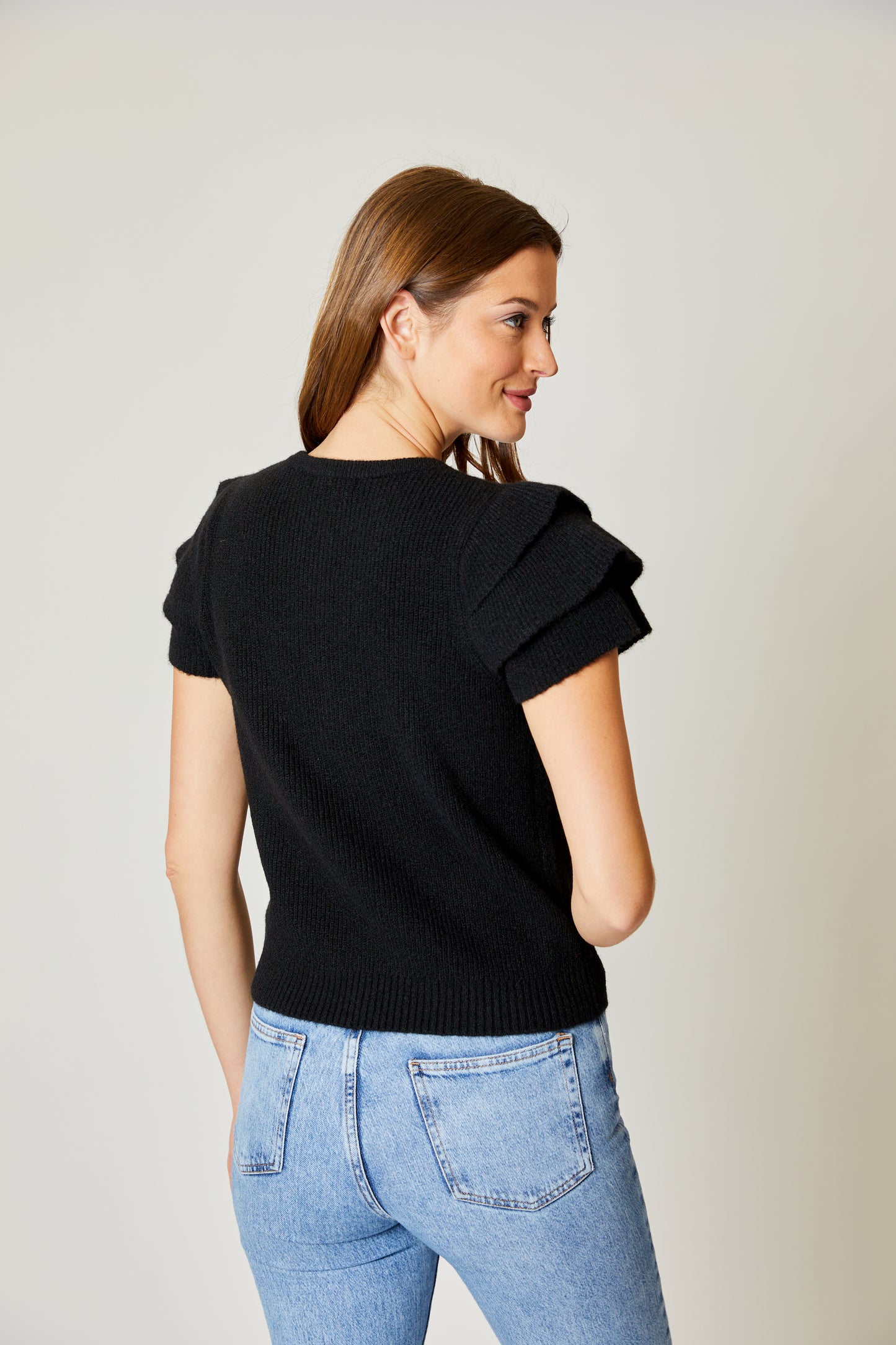 Tiered Sleeve Sweater - Black