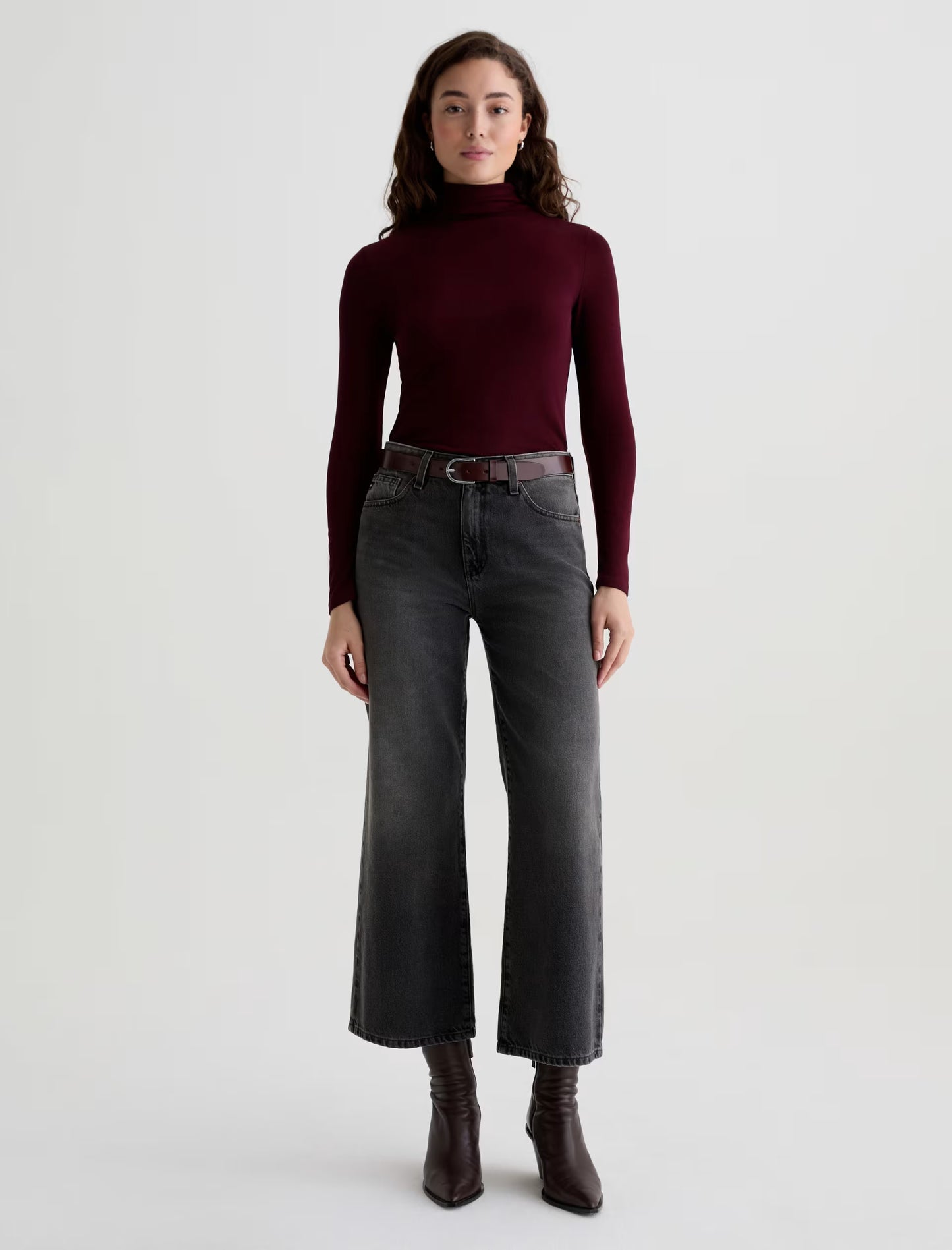 Saige Mid-Rise Wide Leg Crop - Overnight