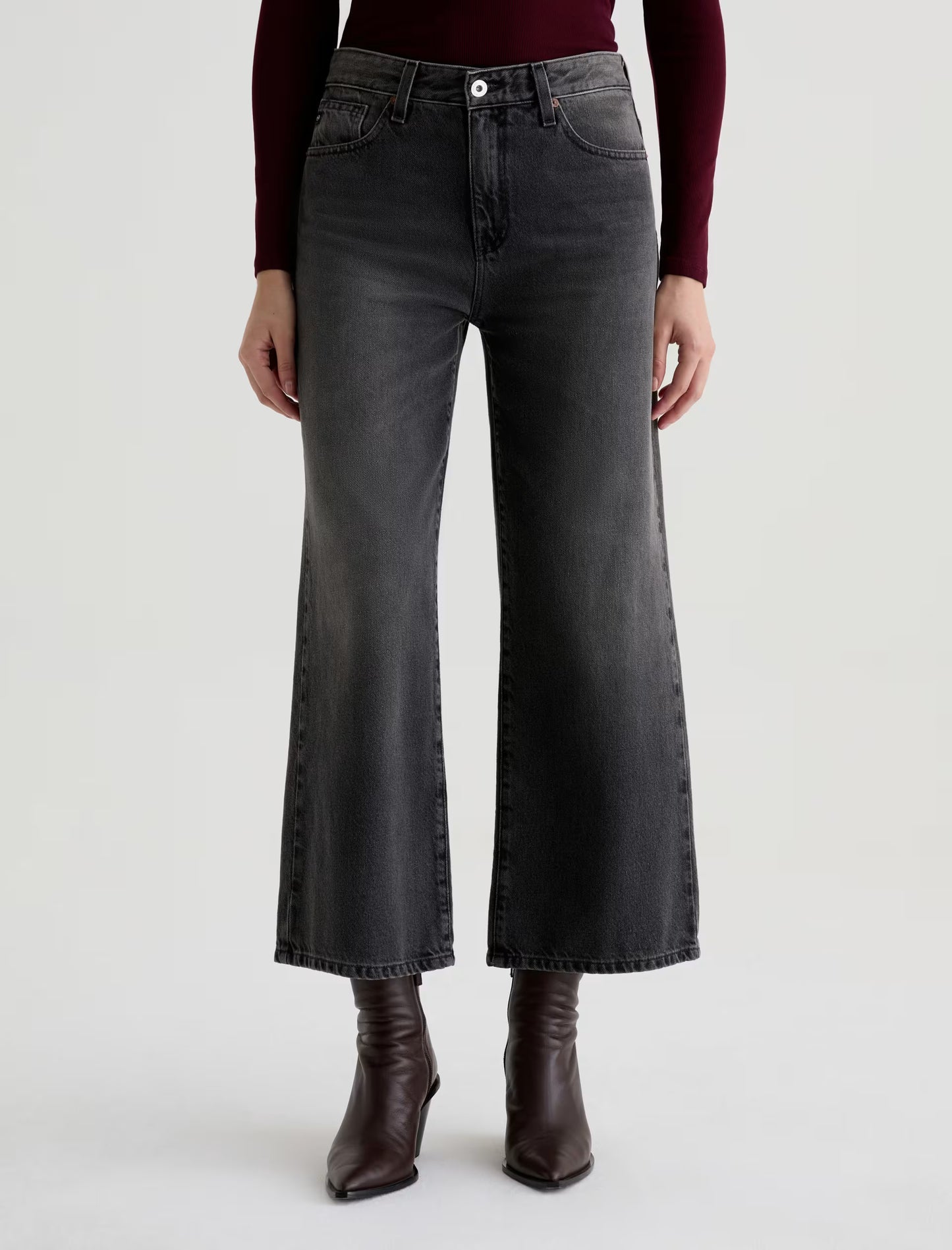 Saige Mid-Rise Wide Leg Crop - Overnight