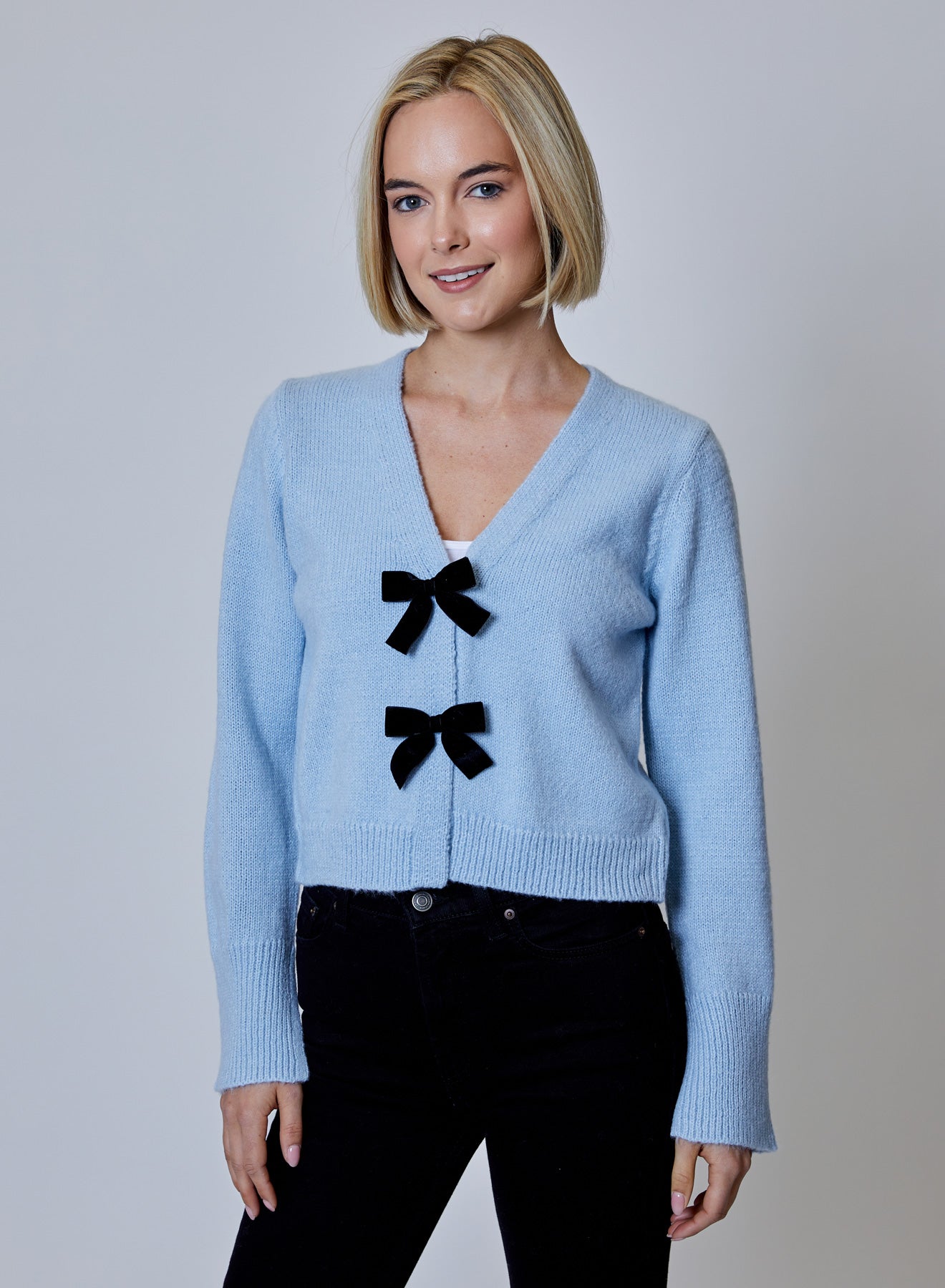 Bow Cardigan - Blue Frost