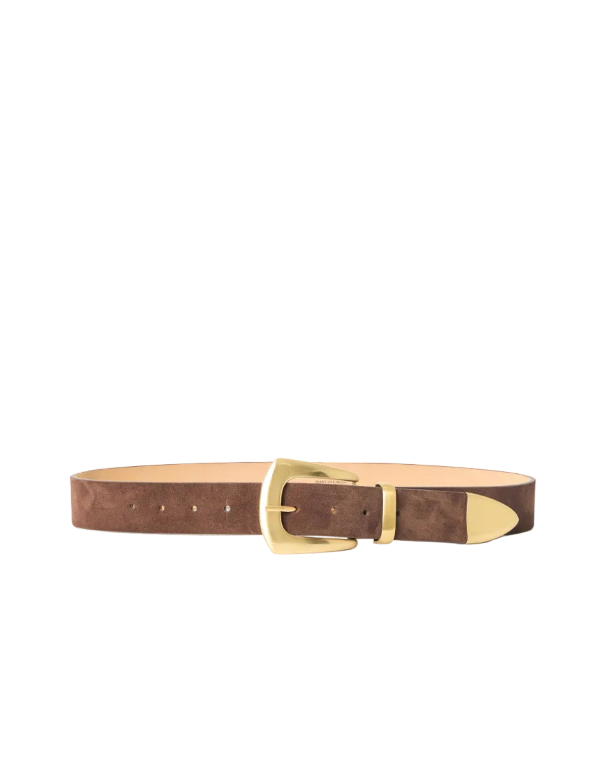 Jordana Mini Suede Belt - Chocolate Brushed Brass
