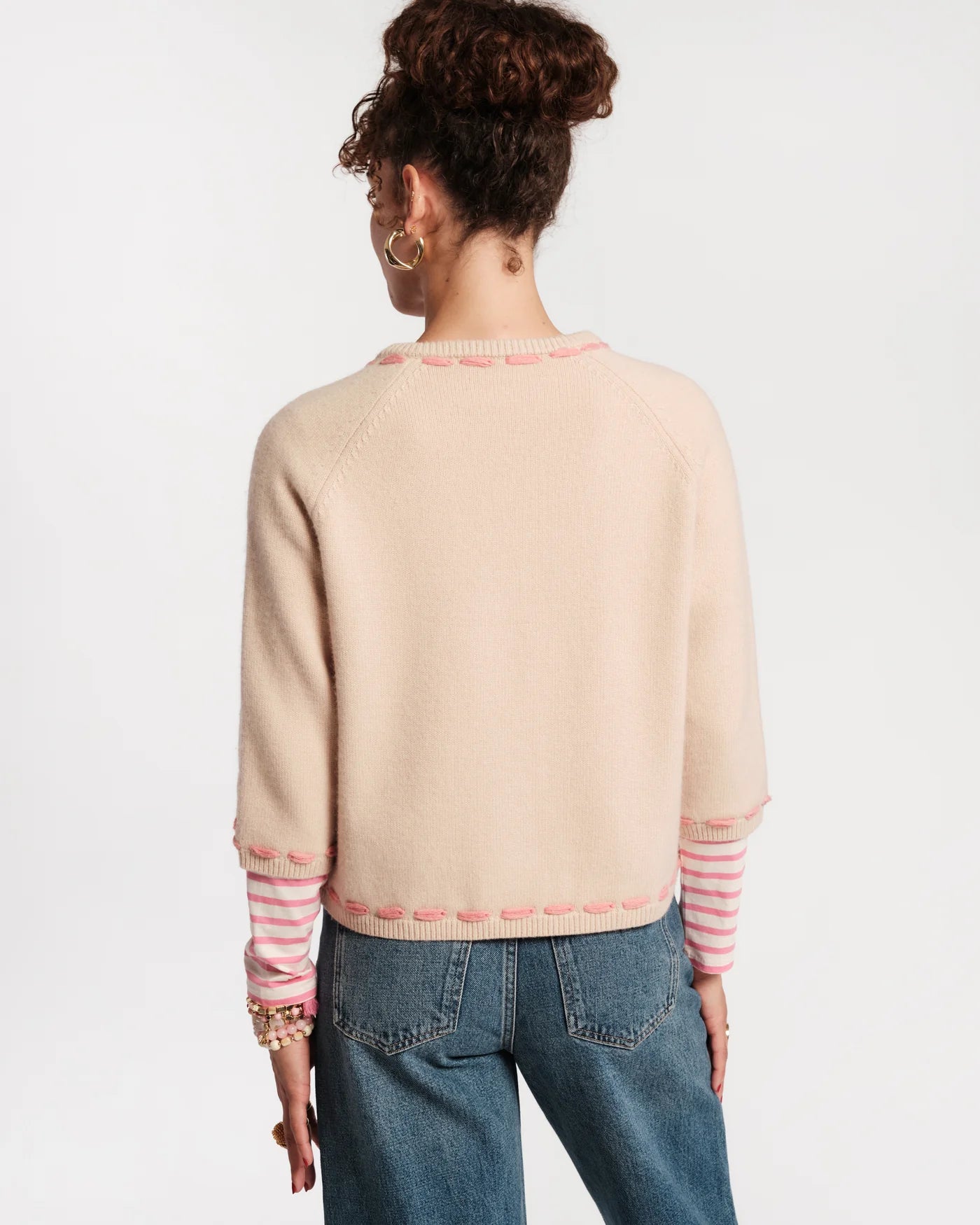Border Flower Cardigan - Oyster