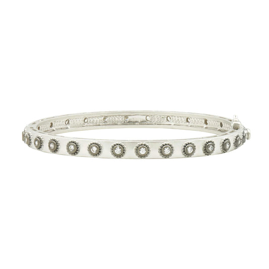 Studded Eternity Hinge Bangle - Silver & Black