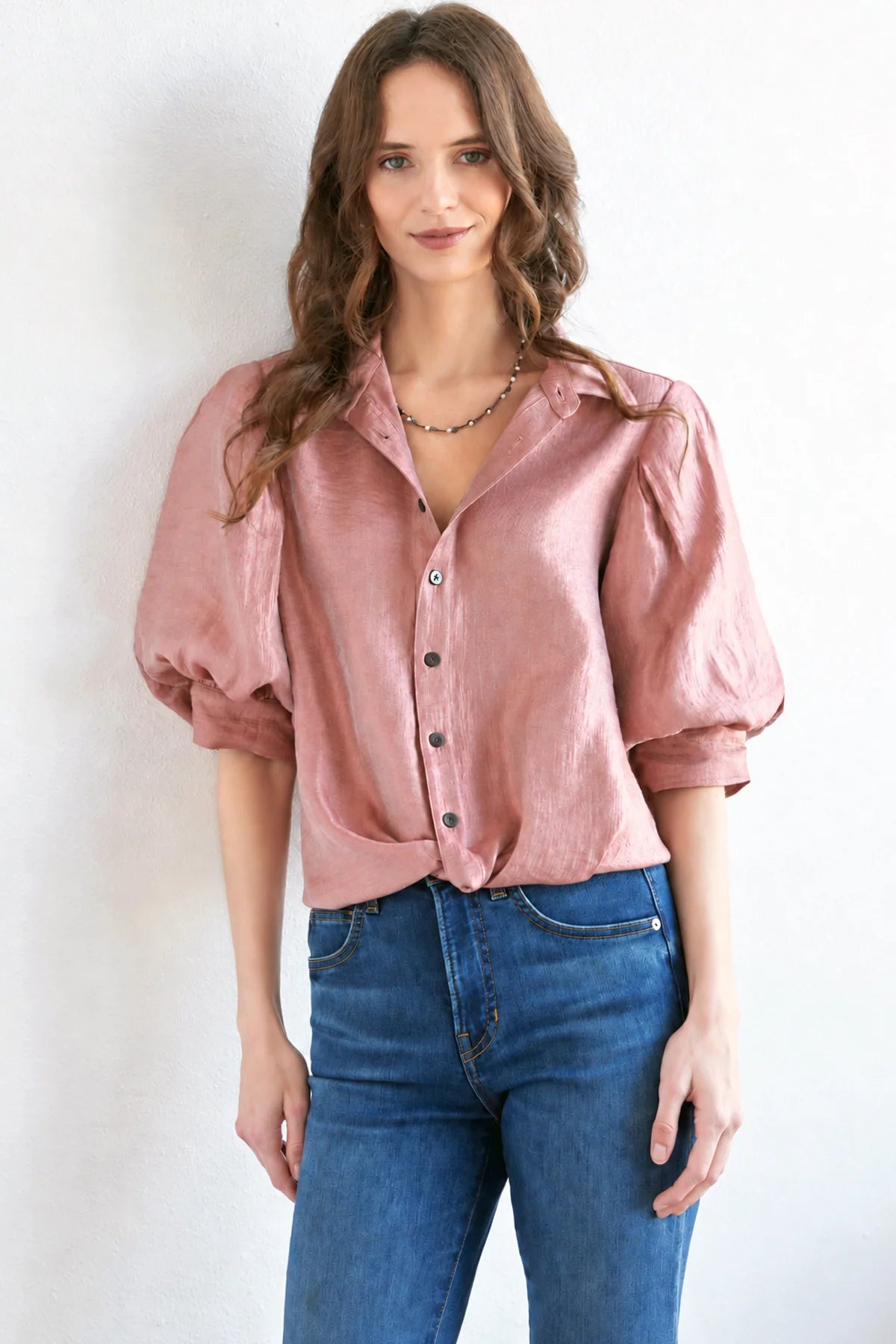 Metallic Bomba Shirt - Rose