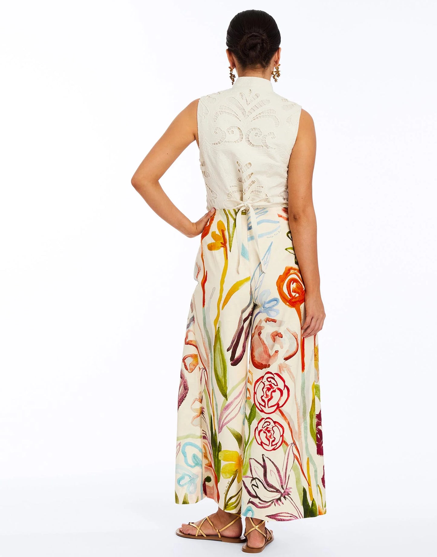 Chloe Wrap Pant - Ivory Watercolor