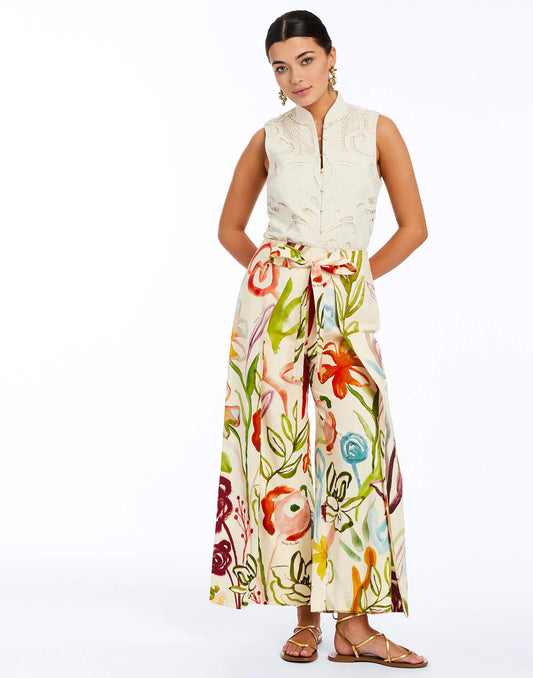 Chloe Wrap Pant - Ivory Watercolor