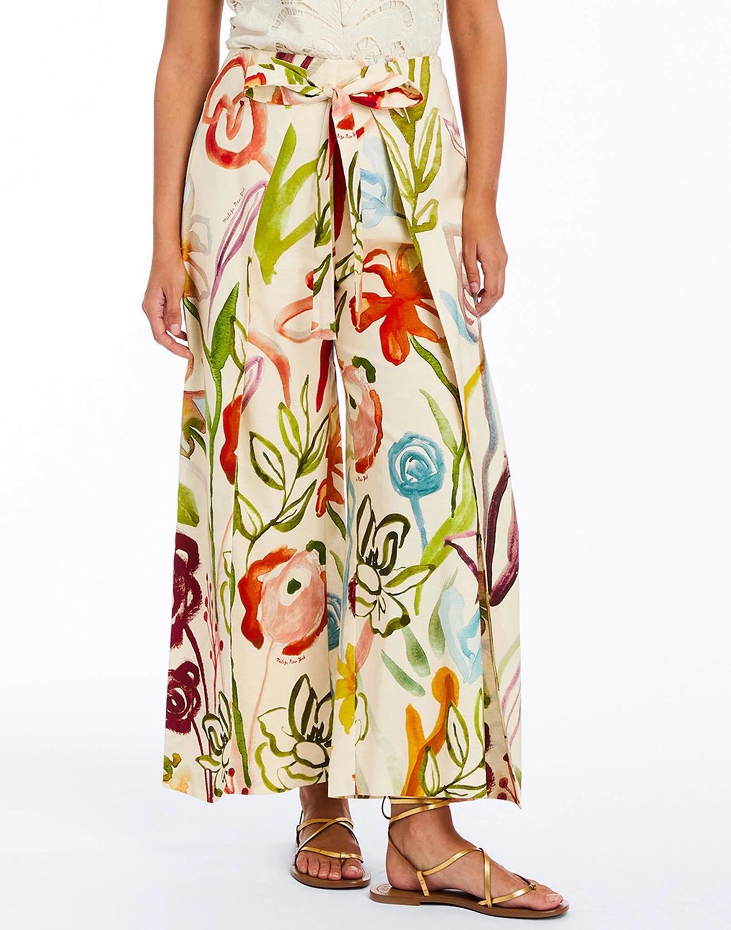 Chloe Wrap Pant - Ivory Watercolor