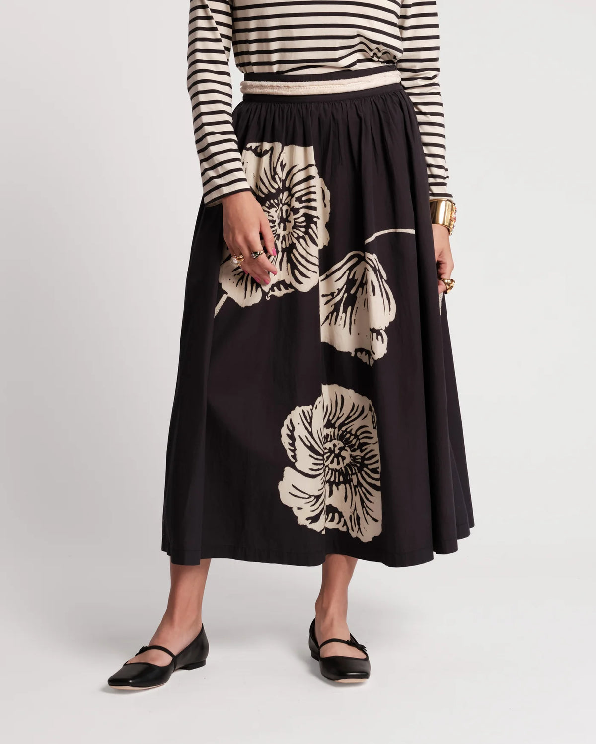Phoebe Midi Skirt - Carefree Chrysanthemum