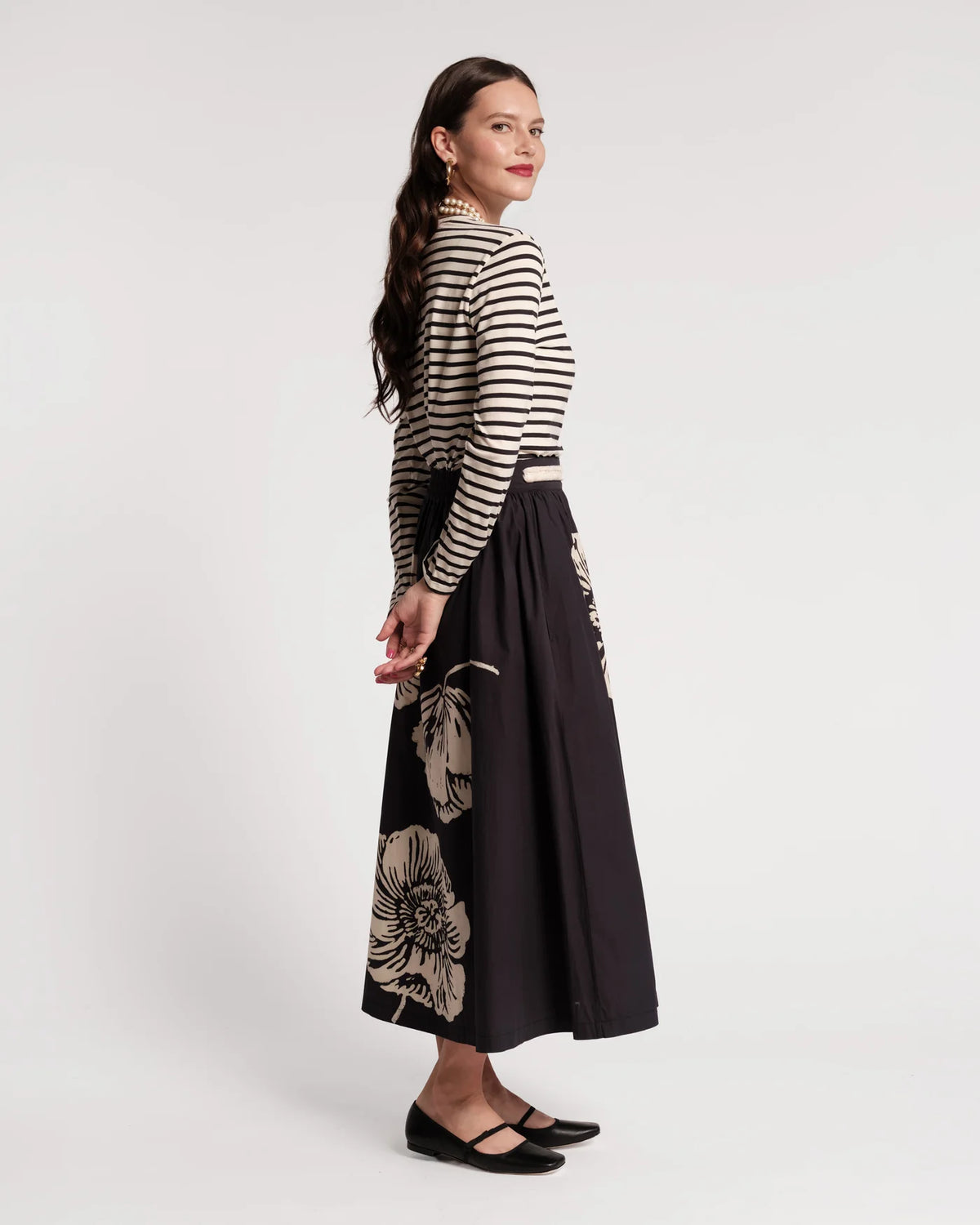 Phoebe Midi Skirt - Carefree Chrysanthemum