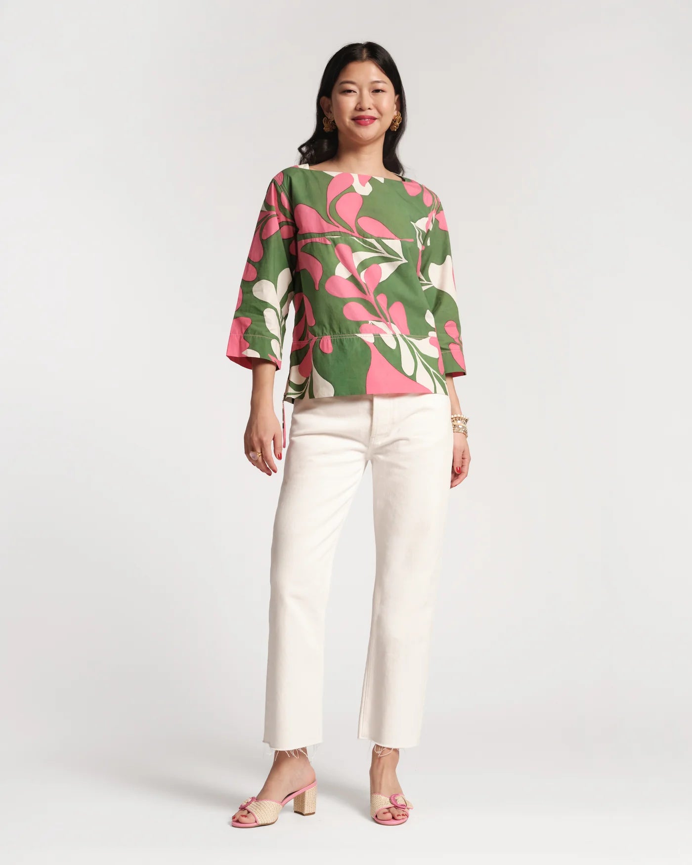 Carly Top - Mid Century Palm Cotton