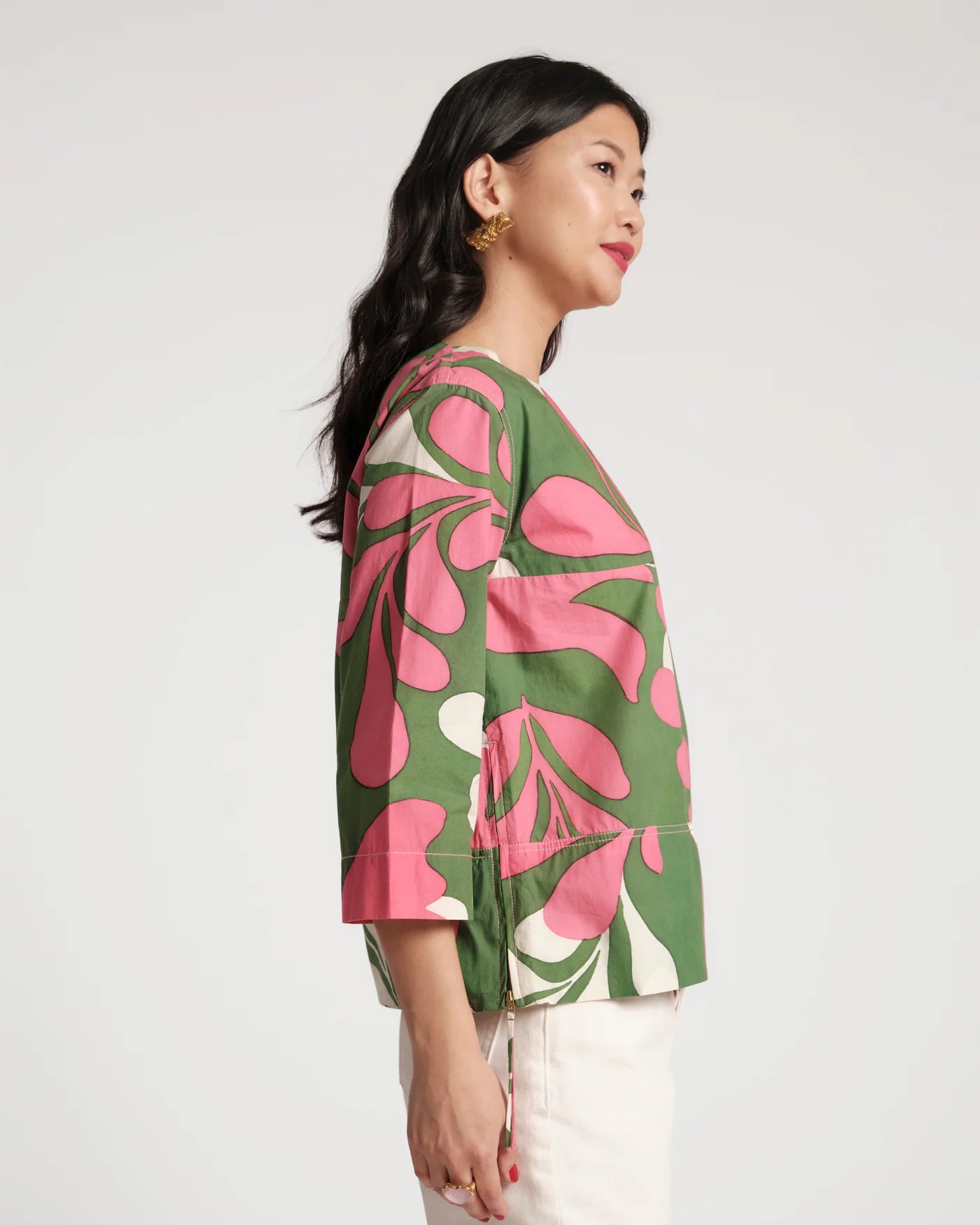 Carly Top - Mid Century Palm Cotton