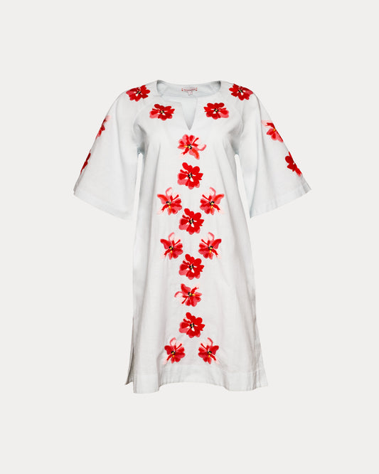 Charming Caftan Mini - Light Blue/Red/Pink