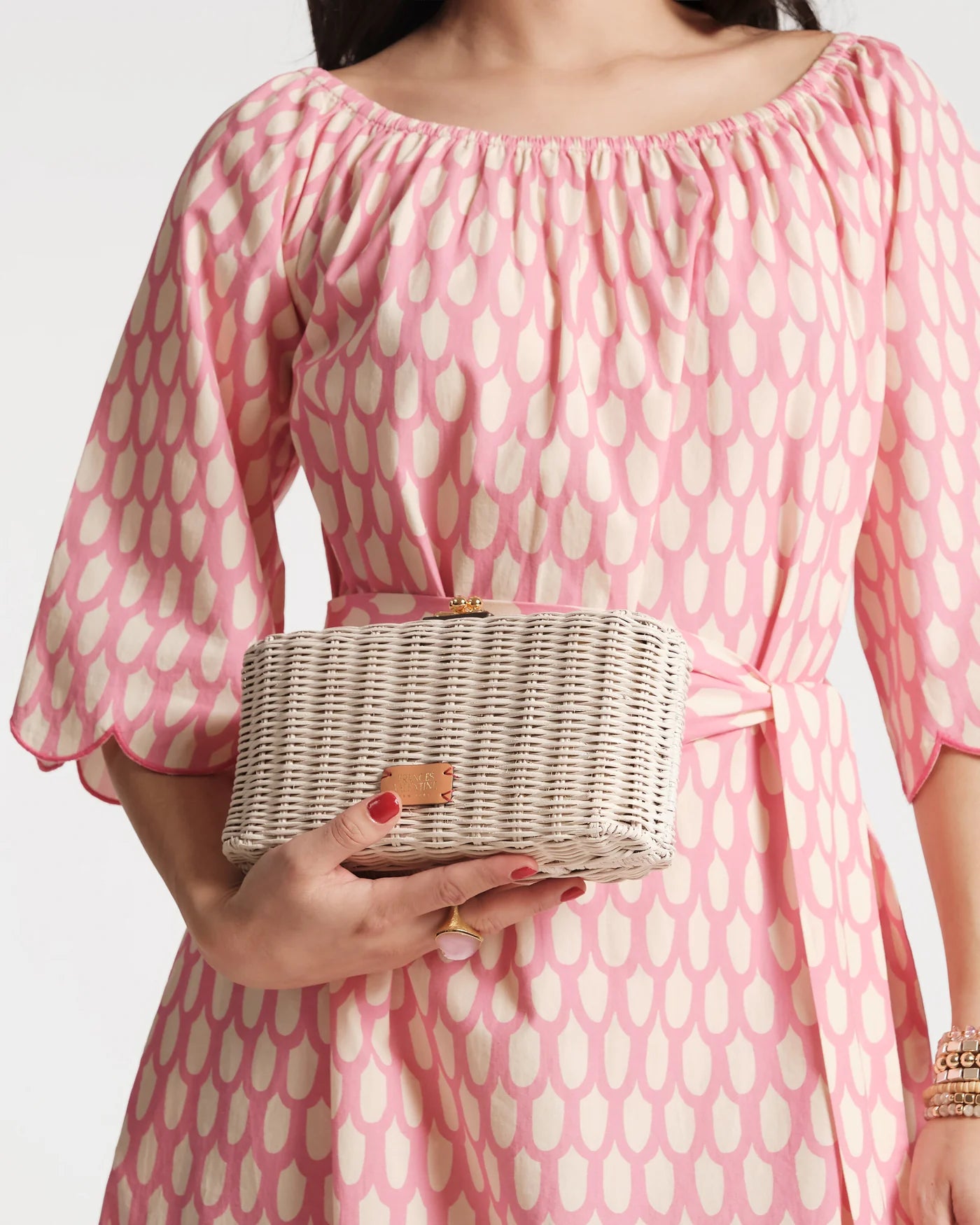 Pepper Wicker Clutch - Off White