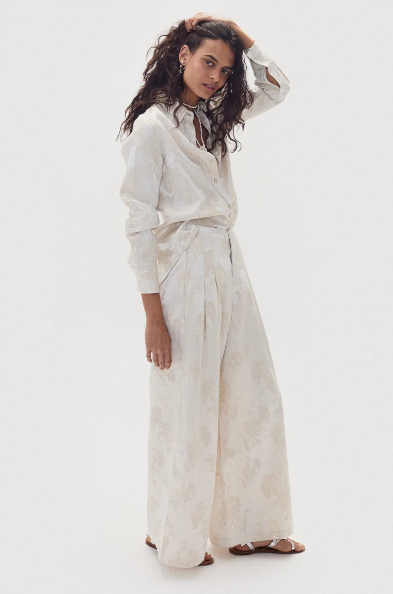 Culotte Brocade Pants - Ivory Garden