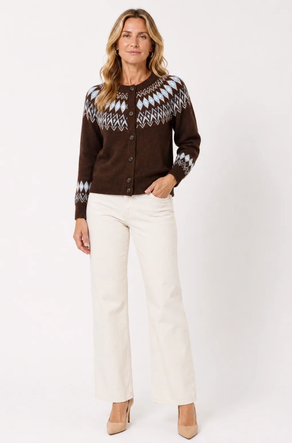 Willa Fair Isle Cardigan - Cocoa