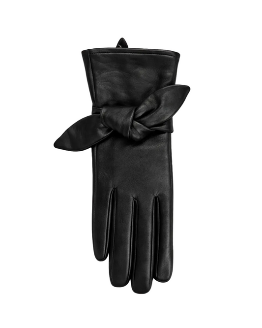 Bow Leather Glove - Black