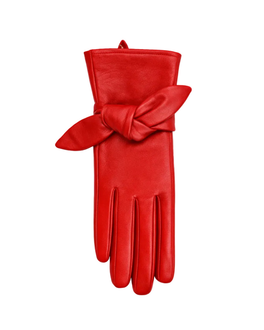 Bow Leather Glove - Red