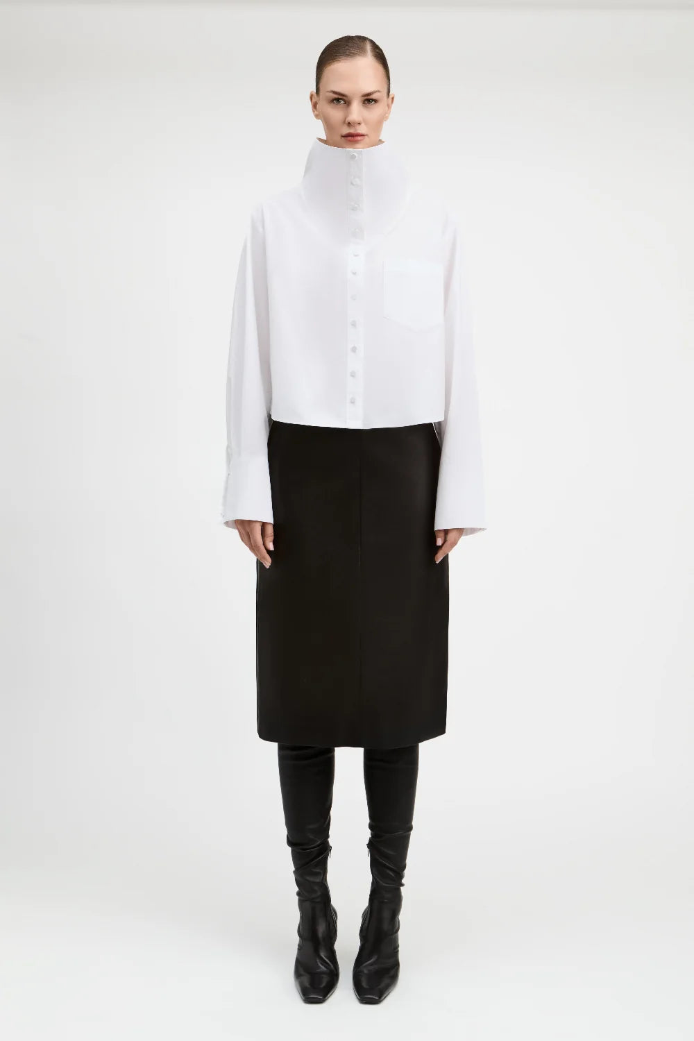 Bianca Funnel Neck Blouse - White