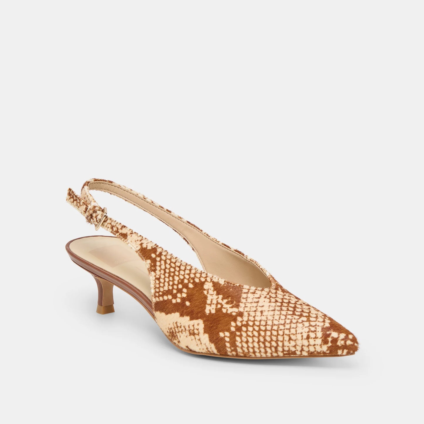 Alenna Heel - Brown Snake Calf Hair