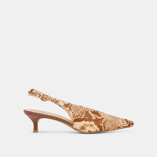 Alenna Heel - Brown Snake Calf Hair