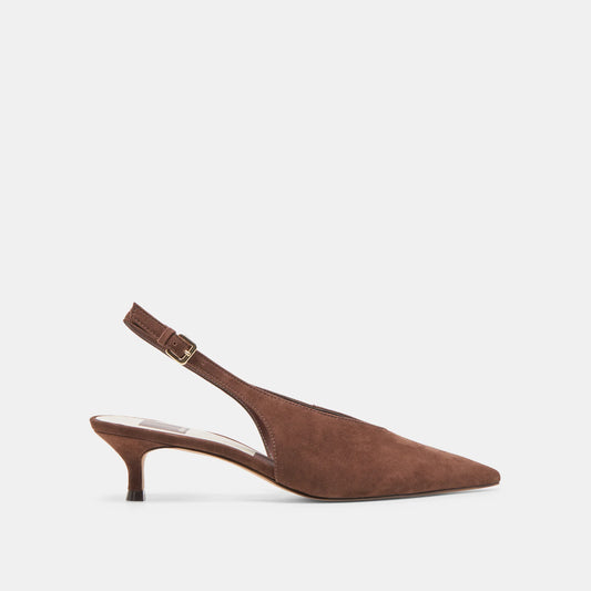 Alenna Heels - Dark Brown Suede