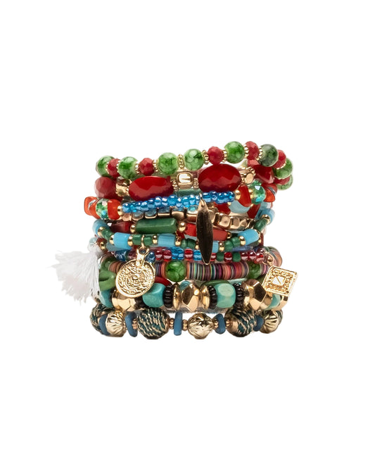 Gotham Stacked Bracelet - Red & Blue Multi