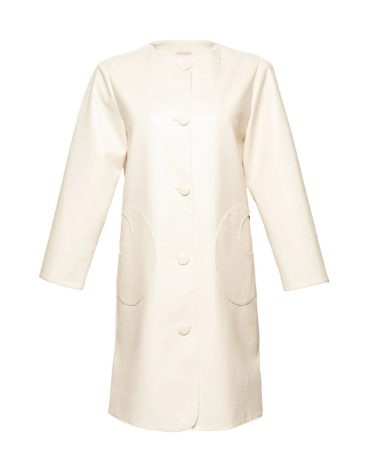 Mod Faux Leather Jacket - Oyster