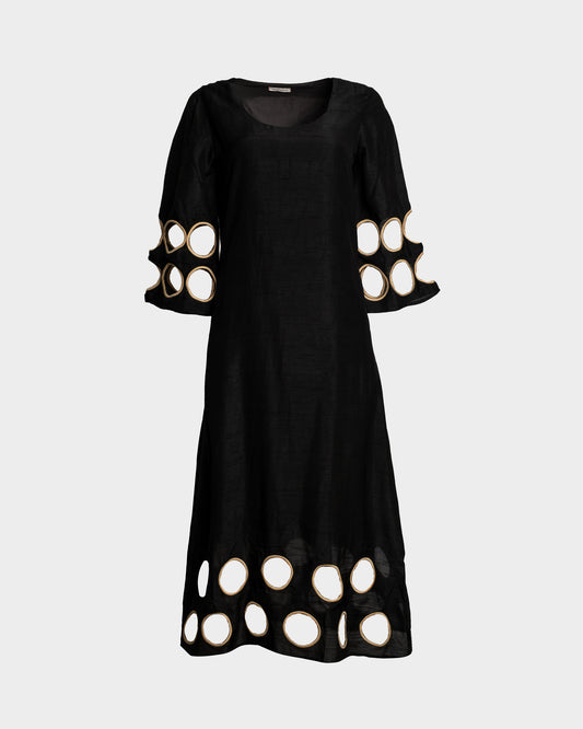 Faye Cut Out Maxi Dress - Black/Taupe