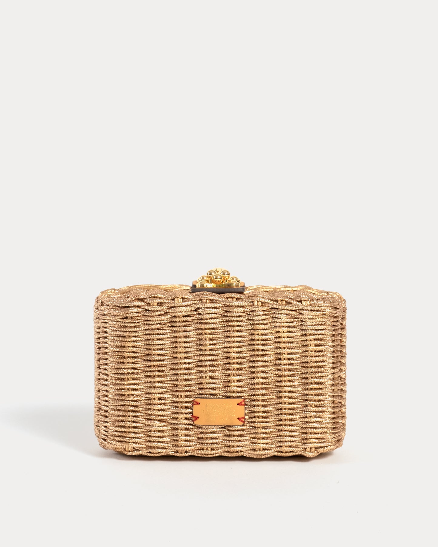 Paige Box Clutch Wicker - Gold