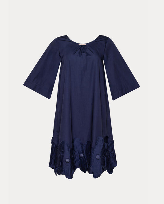 Zennia Flower Hem Dress - Navy