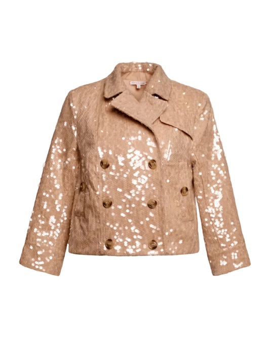 Sequin Moto Jacket - Oyster
